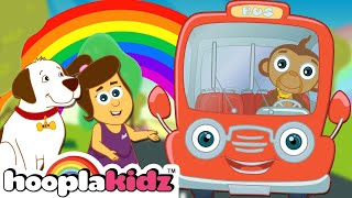 Wheels On The Red Bus HooplaKidz Nursery Rhymes [upl. by Simonsen]