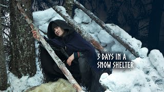 Building Shelter in Snow 3 Day Solo Winter Camping Long Cut [upl. by Adlei938]