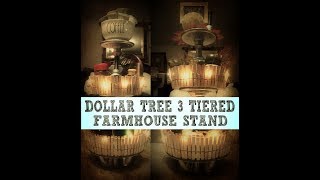 🍁🍂🐔DOLLAR TREE 3 TIERED FARMHOUSE STAND🍁🍂🐔 [upl. by Nylasej]