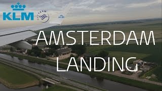 Amazing Landing  Amsterdam Schiphol airport KLM HD 15 [upl. by Monteith]