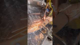 Tacking up a companion flange welding stainlesssteel companion blowpipe sheetmetal hammer [upl. by Ellebana67]