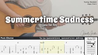 Summertime Sadness  Lana Del Rey  Fingerstyle Guitar  TAB  Chords  Lyrics [upl. by Ihtak]