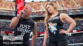 FULL SEGMENT  The Rock and Ronda Rousey confront The Authority WrestleMania 31 WWE Network [upl. by Stricklan]