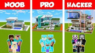 Minecraft NOOB vs PRO vs HACKER SAFEST FAMILY HOUSE BUILD CHALLENGE in Minecraft  Animation [upl. by Eniaj]