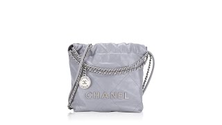 Chanel Shiny Calfskin Chanel 22 Mini Tote Grey [upl. by Morley]