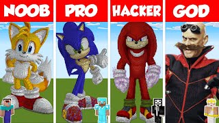 Minecraft NOOB vs PRO vs HACKER SONIC THE HEDGEHOG PART 2 HOUSE BUILD CHALLENGE in Minecraft [upl. by Vinita]