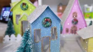 Handmade Glitter Putz Houses [upl. by Fablan]