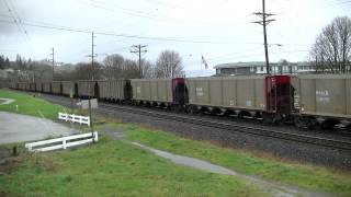 BNSF 5756 Leads An Empty Coal Train  Old Town Tacoma WA w JVC GZ R10 [upl. by Alithea266]