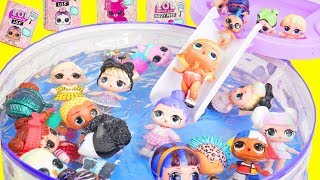 LOL Surprise Dolls Pool Party Mix Up with Lil Sister Fuzzy Pets  Toy Egg Videos [upl. by Yenduhc70]