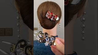 Cute bun hair with clip hair hairstyle shorts beauty bun hairtutorial salon [upl. by Caplan]