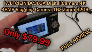 KVUTCIEIN DC303A Digital Camera 4K 48MP Vlogging Camera 16X Zoom 32GB FULL REVIEW [upl. by Nuhs]