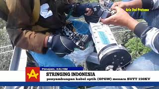 PENYAMBUNGAN KABEL OPTIK OPGW MENARA SUTT 150KV [upl. by Roots551]