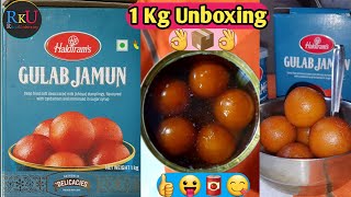 Haldirams Gulab Jamun 😛 📦Unboxing  1 kg Tin 🥫 Only 230 ₹ Offline Market  Purchase [upl. by Ahsikad886]