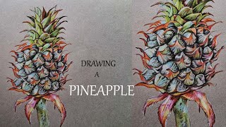 Drawing a Pineapple with Color pencils  Fruit drawing  How to draw Pineapple  Camlin triangular [upl. by Clarkson]