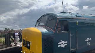 Trains and tones at Church Fenton including Class 45 Class 60 Class 66 and 45118 departing York [upl. by Loydie]