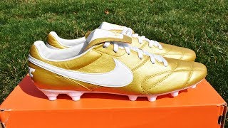 Nike Premier 2 FG 2019 Metallic Vivid Gold White Review  On feet [upl. by Enomar307]