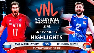 Russia vs Serbia  VNL 2021  Highlights  Maxim Mikhaylov vs Uros Kovacevic [upl. by Ettennek]