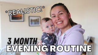 REAL 3 MONTH OLD BABY EVENING ROUTINE 2022  First Time Mum UK [upl. by Llekim187]