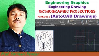 Engineering Graphics I Engineering Drawing I Orthographic Projections I AutoCAD drawings I Problem 2 [upl. by Fremont253]