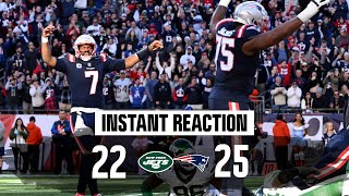 INSTANT REACTION Resilient Pats pull off comeback win vs Jets after losing Drake Maye to injury [upl. by Senior]