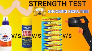 Glue Strength Test💪💪Choose The Best Super GlueFevicol Vs Fevistik Vs Fevikwik Vs Glue Gun🔫🔫 [upl. by Burgess]