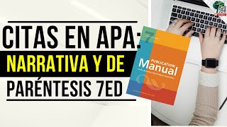 🔴 Citas en APA Narrativa y entre paréntesis en APA para uno o más autores SÉPTIMA EDICIÓN 2024 [upl. by Chipman383]