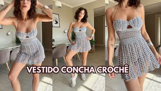 VESTIDO CONCHA  PAP CROCHET Tutorial  Passo a passo [upl. by Yrakaz]