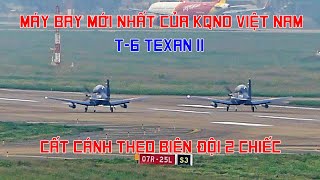 Hiếm gặp Máy bay huấn luyện T6 Texan II mang phù hiệu KQNDVN cất cánh biên đội ở sb Tân Sơn Nhất [upl. by Kinna194]