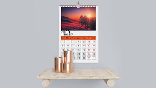 How To Create A Wall Calendar In Photoshop CC Tutorial  Calendar Design 2020 [upl. by Emelin]