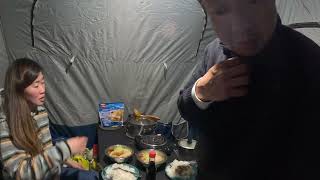 38  Winter Camping  Life in a Tent  Cooking Tomato Chicken Soup [upl. by Eiramyma324]