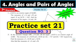 Practice set 21 Class 7  Chapter 4 Angles and Pairs of Angles  Maths  All question Answers [upl. by Anifares]