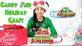 Holiday Christmas Candy Cane Sleigh Craft  Kid Crafts  KidToyTesters [upl. by Bartolemo]