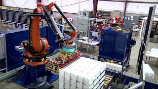 Kuka based Loose Stack Palletizer by Sage Automation [upl. by Ailegra]