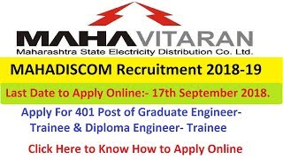 MAHADISCOM Recruitment 201819 Apply for GETDET Posts [upl. by Llenrrad]