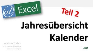 Jahresübersicht in Excel erstellen  Kalender  Teil 2  Feiertage und Kalenderwochen [upl. by Hillman]