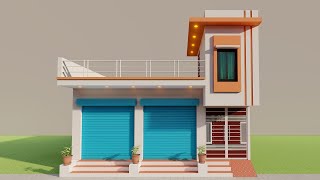 Small Shop With House Elevation3D Dukan Or Makan Ka Naksha25x20 2023 Shop Elevation [upl. by Schechinger194]