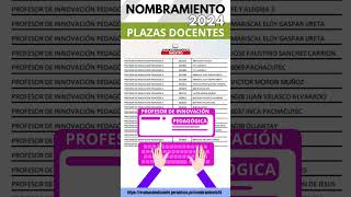 📌☑️PLAZAS NOMBRAMIENTO DOCENTE 2024 [upl. by Eibo]