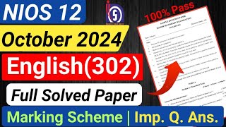 NIOS Class 12 English Solved Paper [upl. by Goggin324]