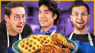 Try Guys Make Chicken amp Waffles Without A Recipe 2023 Live Special [upl. by Enasus]