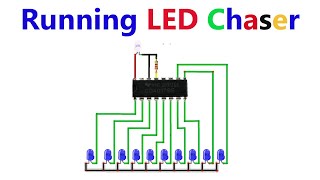 How to make Running LED Chaser Circuit using Only Cd4017  Sequential LED Flasher Circuit [upl. by Egrog]