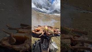 Kütük Ocakta Kuzu Pirzola Pişirme 🏔️🥩  Cooking lamb chops on a wood stove [upl. by Adnof]