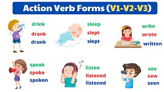 Action Verbs Verb Forms in English V1V2V3  Learn English [upl. by Ardnaz]