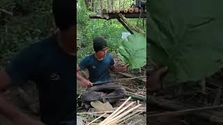 bushcraft build camp camping survival shelter wildlife skills lifehacks forest [upl. by Kcirdec]