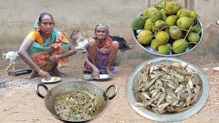 poor old grandma cooking SMALL FISHCURRY with Karala amp eating with hot rice tribal people life [upl. by Wilow]