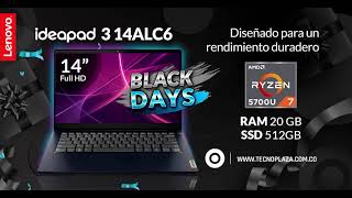 Lenovo IdeaPad 3 14ALC6 AMD Ryzen 7 RAM 20GB ¡Black Days [upl. by Alleahcim]