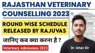 Rajasthan Veterinary Counselling 2023  Round wise schedule released  RPVTRAJUVAS Counselling 2023 [upl. by Ipoillak]