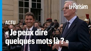 Passation de pouvoirs à Matignon  Michel Barnier lance un petit tacle à Gabriel Attal [upl. by Drexler322]