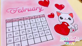 DIY  FEBRUARY Calendar  Bullet journal decoration organization ideas [upl. by Ralina]