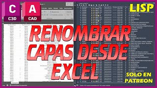 Lisp Renombra Capas Autocad desde Excel [upl. by Aemat]