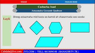 Xisaab Fasalka 8aad Cutubka 7aad Casharka 3aad Astaamaha Geesooleyaasha Qaabsan [upl. by Adliwa]